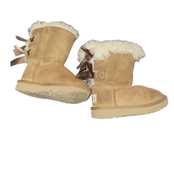 UGG  Bailey Bow II Chestnut Kids Wool Blend Lined Satin Bow Boot 6 - Picture 6 of 10